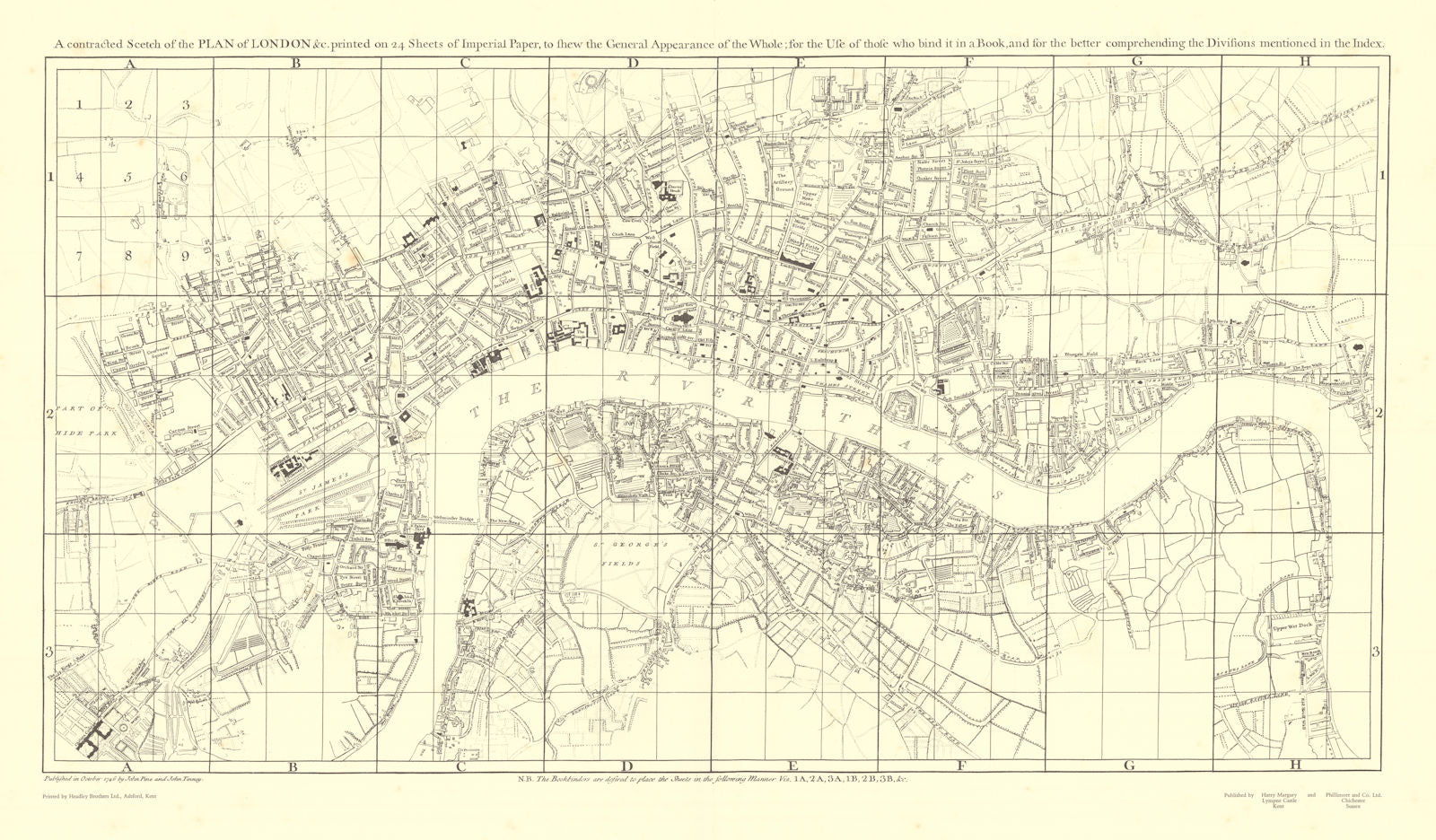A contracted Scetch of the Plan of London &c, after John Rocque 1971 (1746) map
